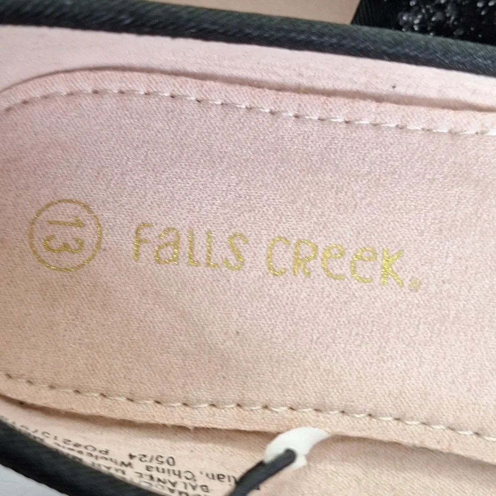 Falls Creek Sparkly Black Bow Flats Shoes